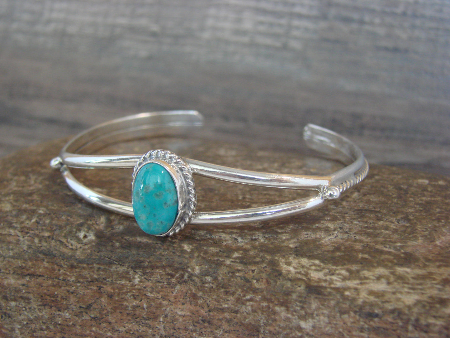Native American Sterling Silver & Turquoise Bracelet by Henio
