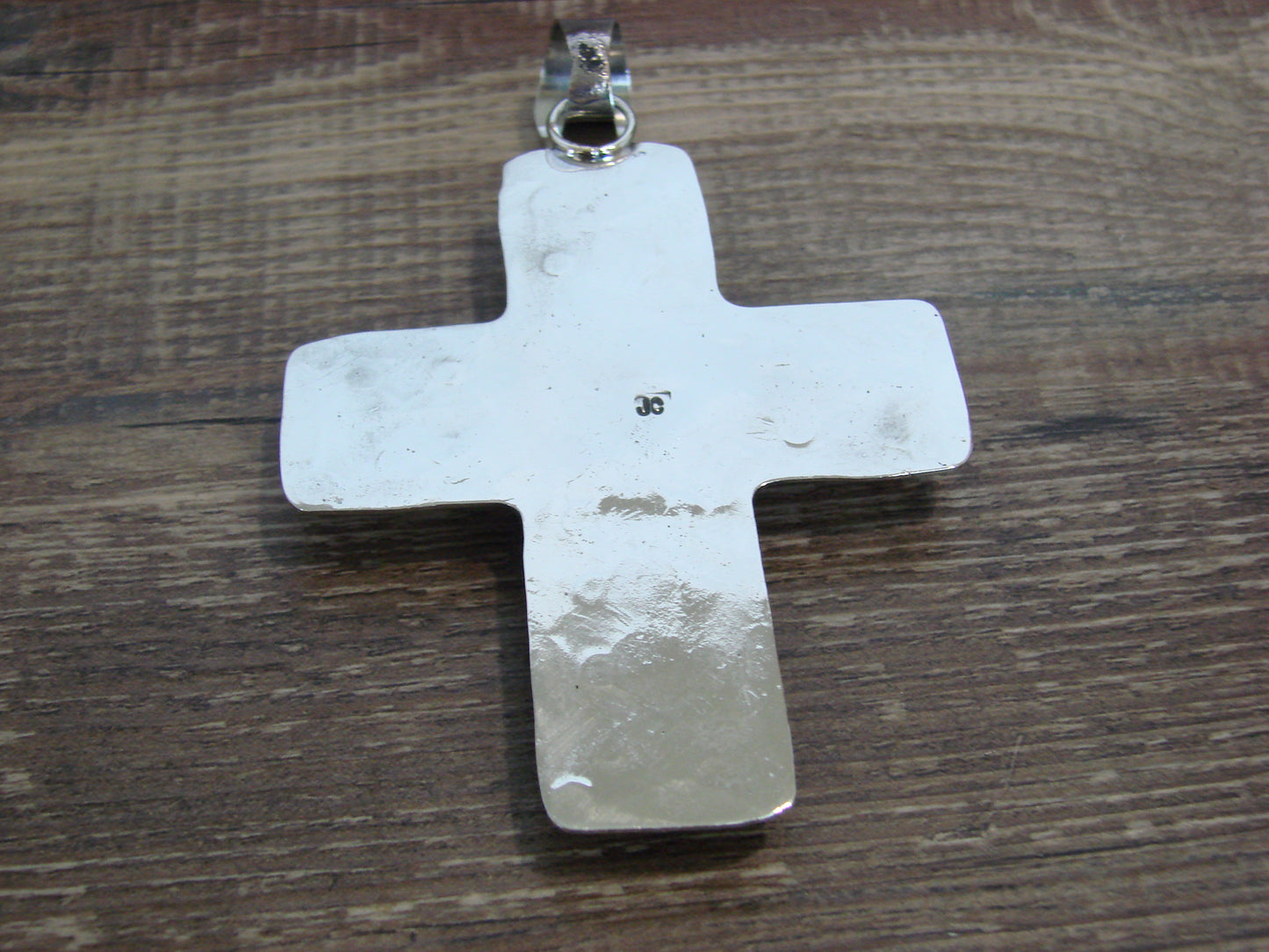 Large Native American Nickel Silver & Turquoise Cross Pendant - Cleveland