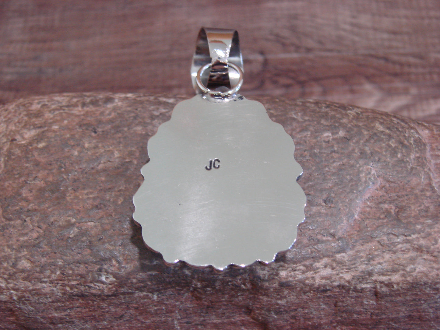 Native American Navajo Nickel Silver & Turquoise Pendant - Cleveland