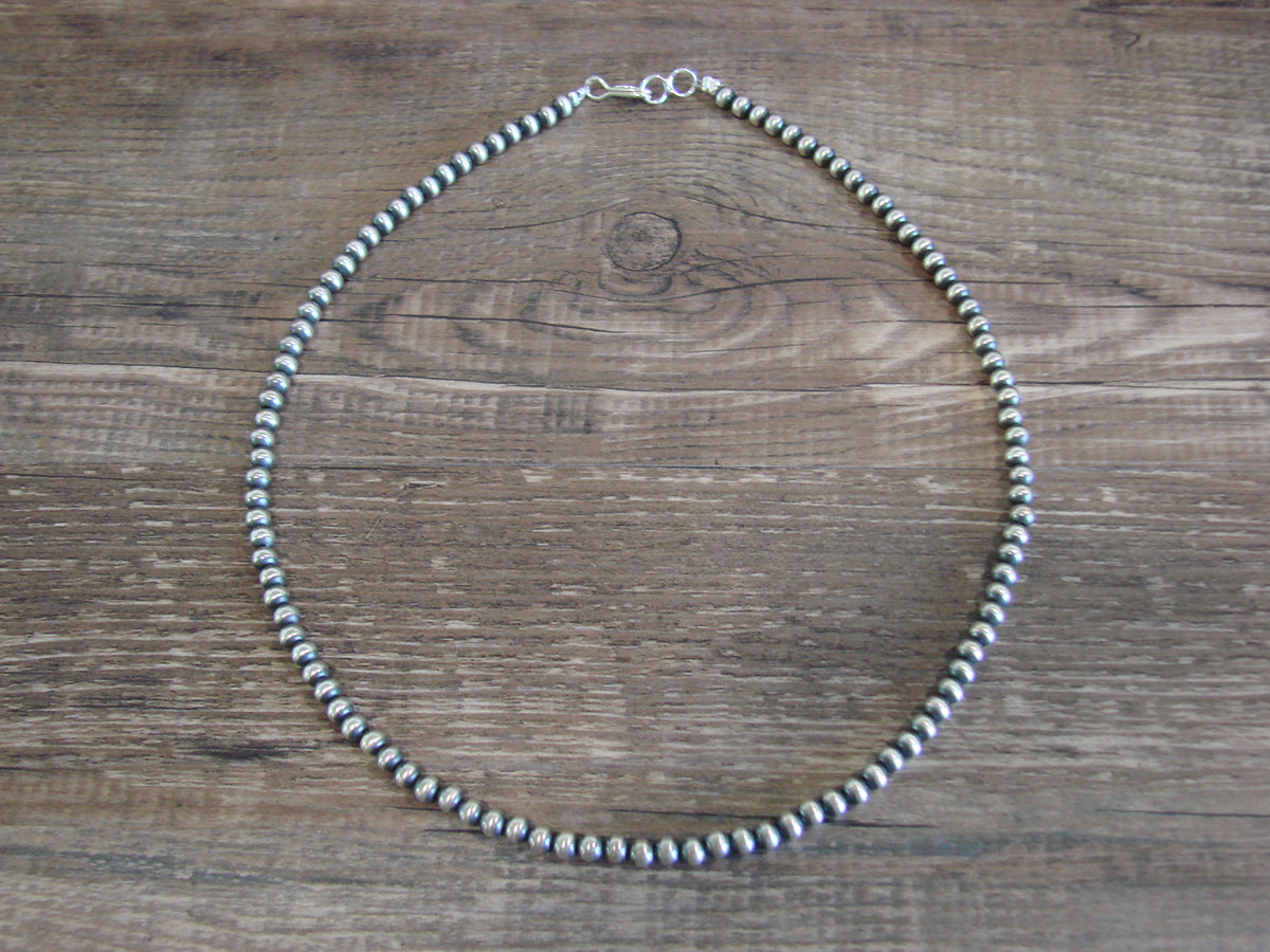 Native American Sterling Silver 4mm Navajo Pearl 16" Necklace Mariano