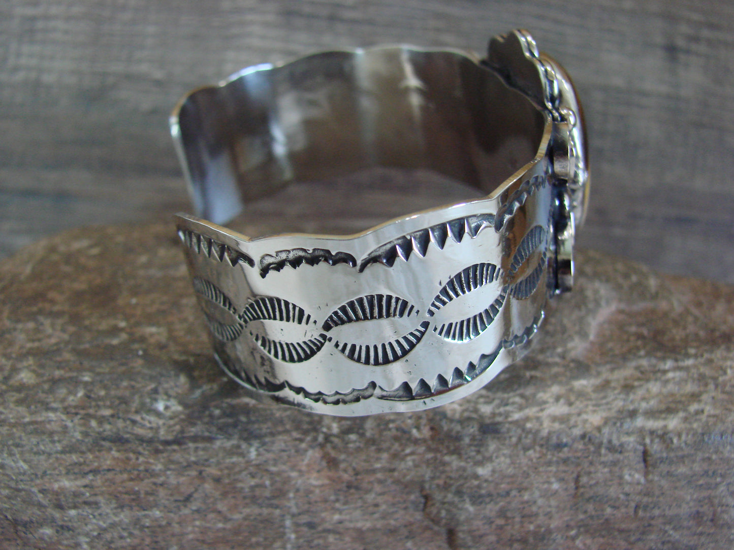 Navajo Indian Nickel Silver & Tiger Eye Bracelet by Cleveland