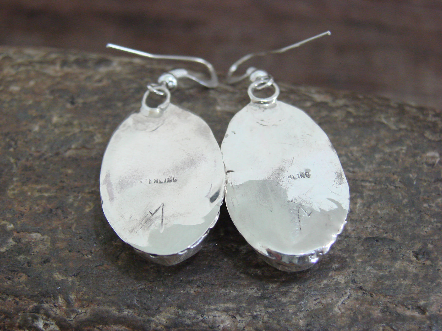 Native American Sterling Silver & White Buffalo Turquoise Dangle Earrings - Mariano