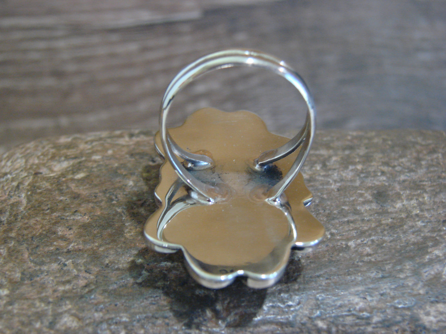 Native American Nickel Silver & Turquoise Ring by Cleveland - Size 11