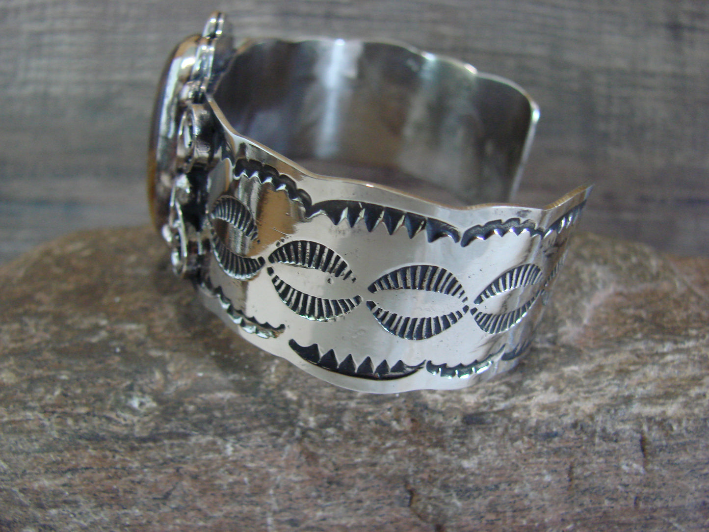 Navajo Indian Nickel Silver & Tiger Eye Bracelet by Cleveland