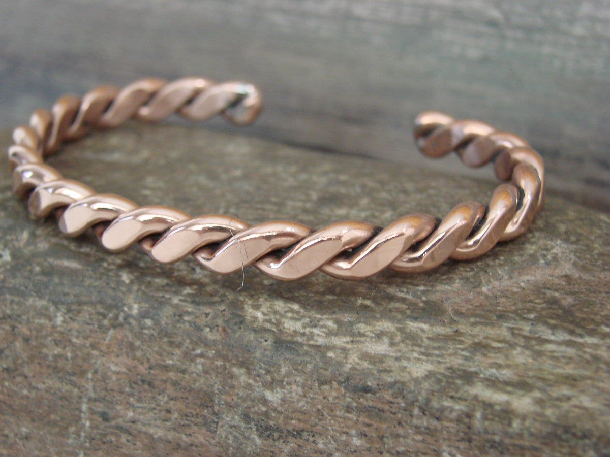 Native American Navajo Twisted Copper Bracelet by Elaine Tahe