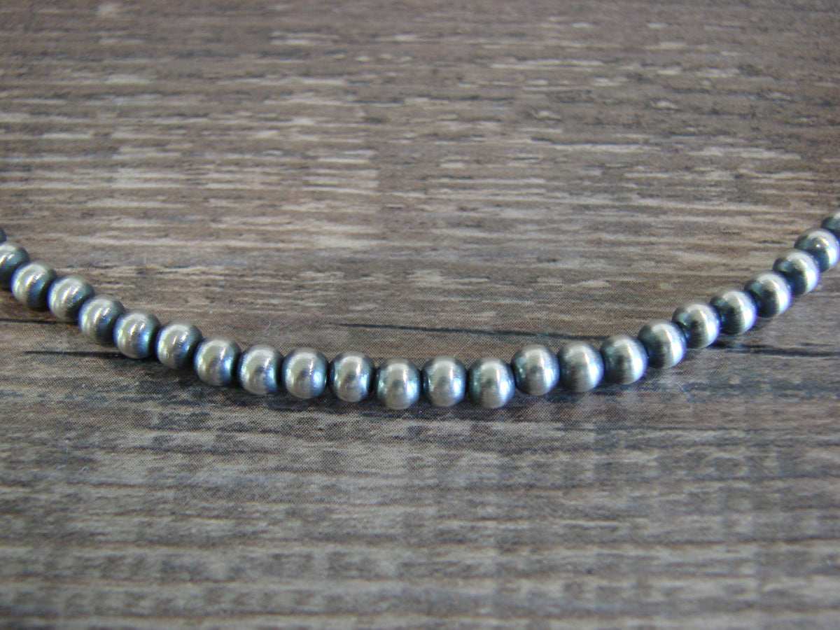 Native American Sterling Silver 4mm Navajo Pearl 16" Necklace Mariano