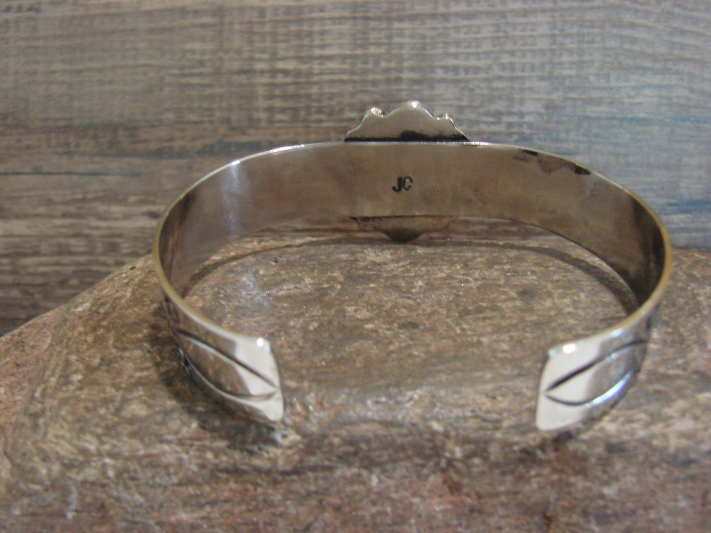 Navajo Indian Nickel Silver & Onyx Bracelet by Cleveland