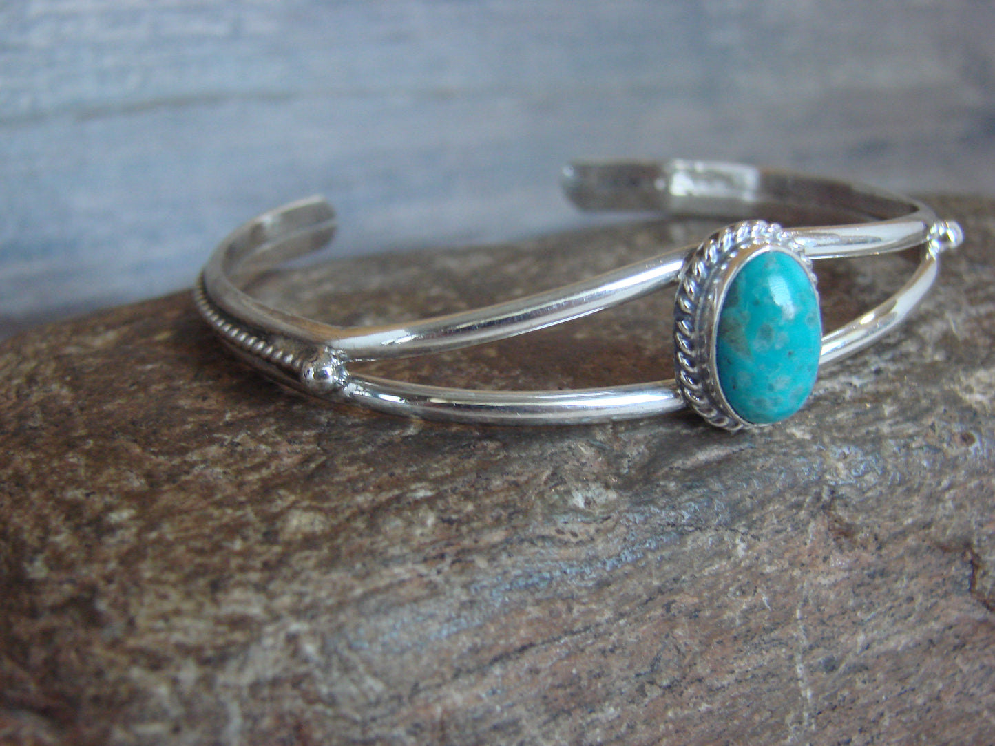 Native American Sterling Silver & Turquoise Bracelet by Henio