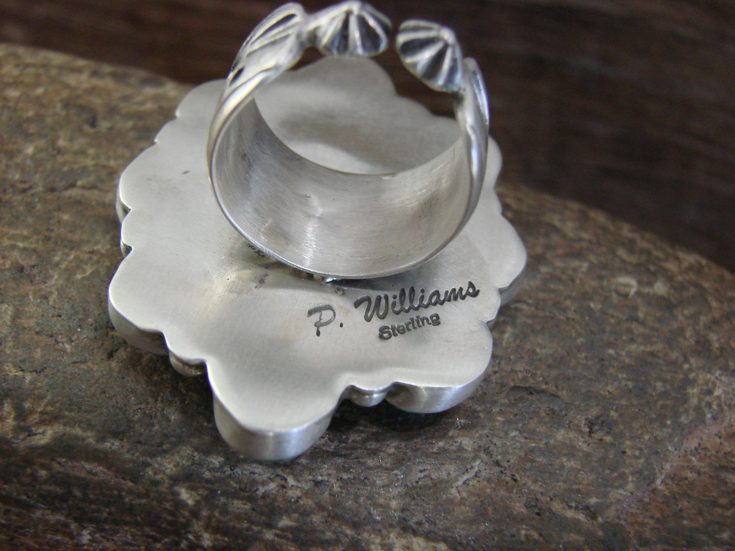 Large Native American Sterling Silver & Turquoise Cluster Ring - Williams - Size 8.5