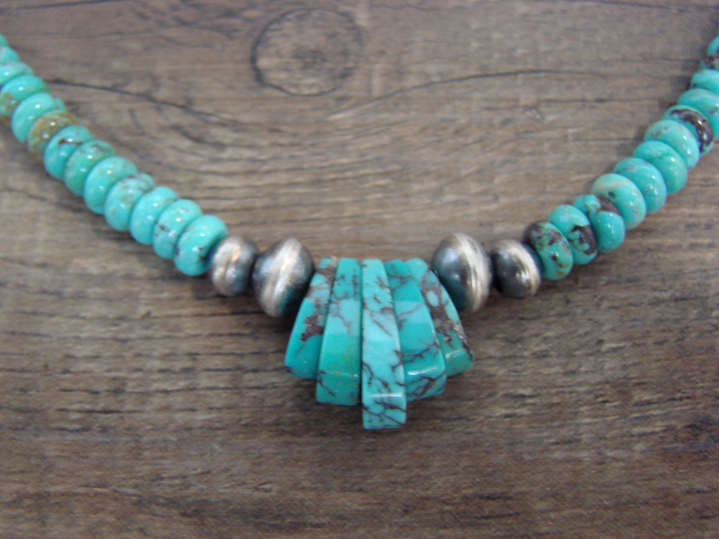 Native American Sterling Silver Turquoise & Navajo Pearl Link Necklace - John