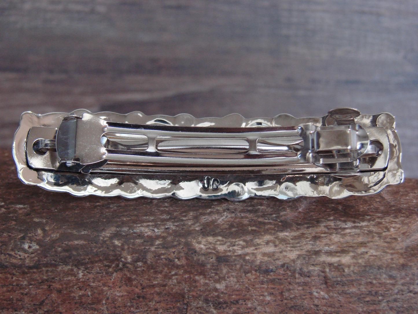 Native American Nickel Silver & Turquoise Hair Barrette by Cleveland