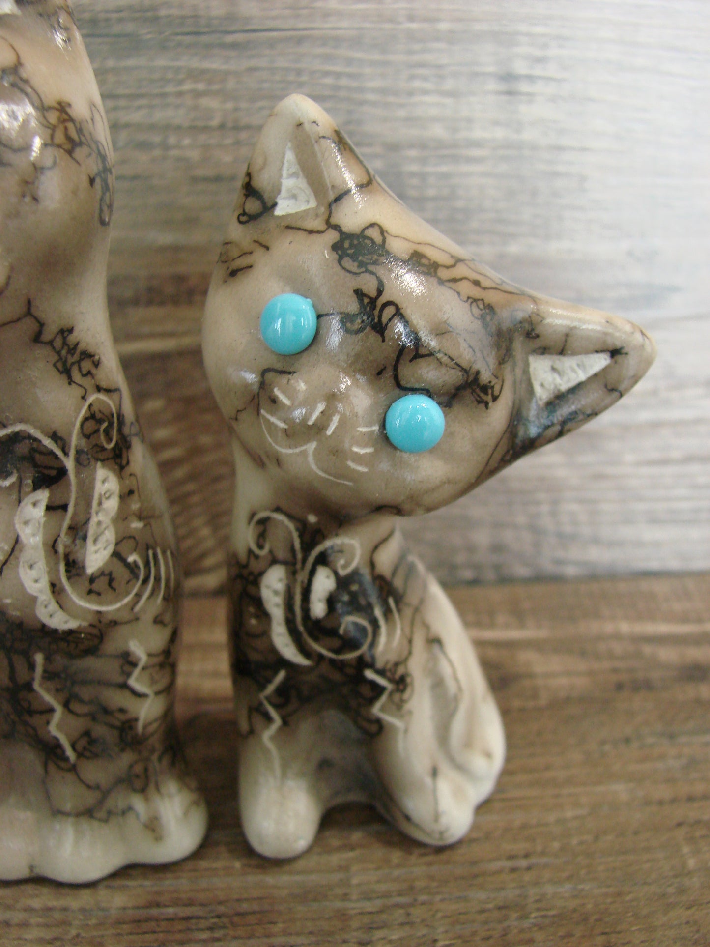 Native American Horse Hair Cat Pottery Set by Vail