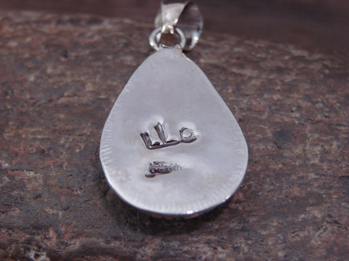 Native American Sterling Silver & Turquoise Inlay Pendant by Lamy