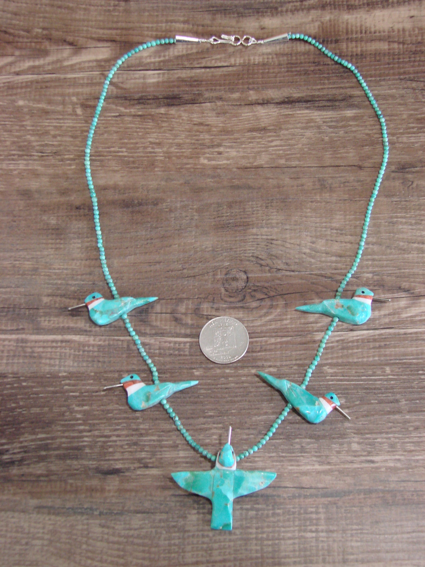 Hand Carved Turquoise Hummingbird Fetish Necklace Matt Mitchell