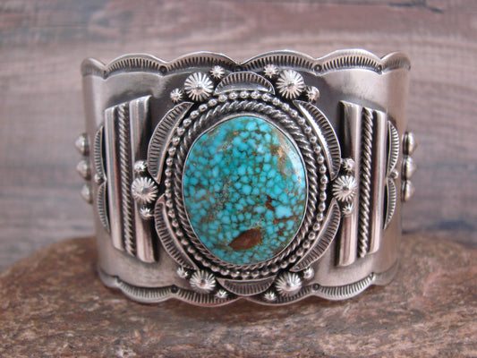 Native American Sterling Silver & Turquoise Bracelet Cuff by Lewis