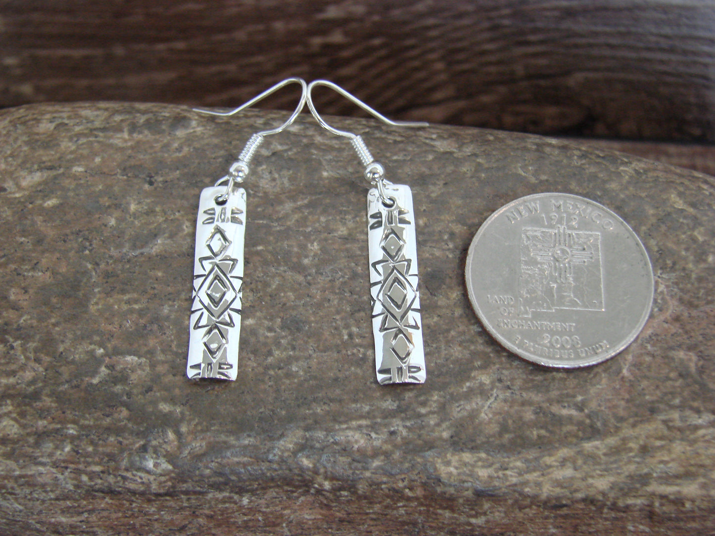 Native American Sterling Silver Dangle Earrings by Tahe