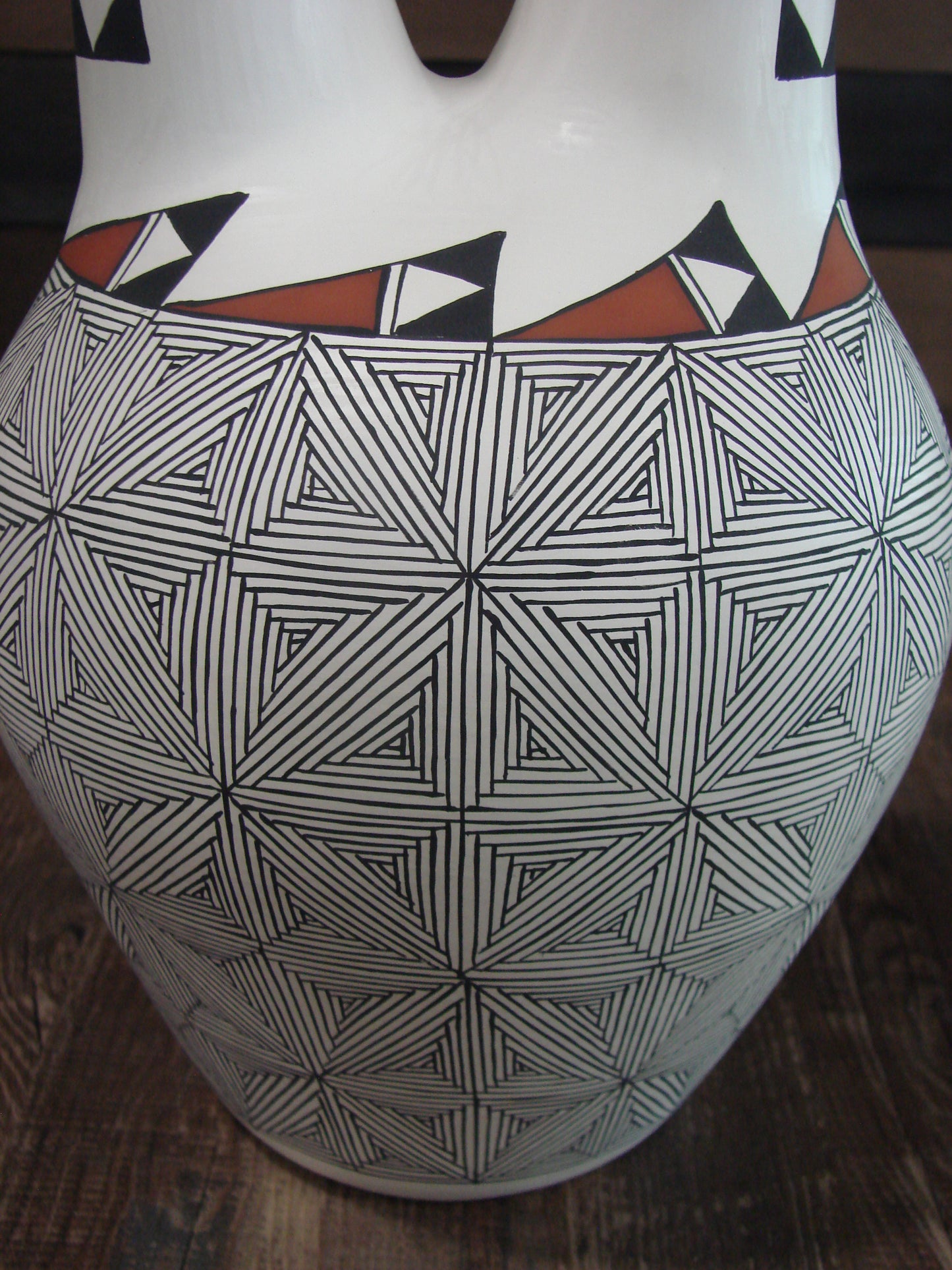 Native American Acoma Pueblo Fine Line Hand Painted Wedding Vase by D. Malie