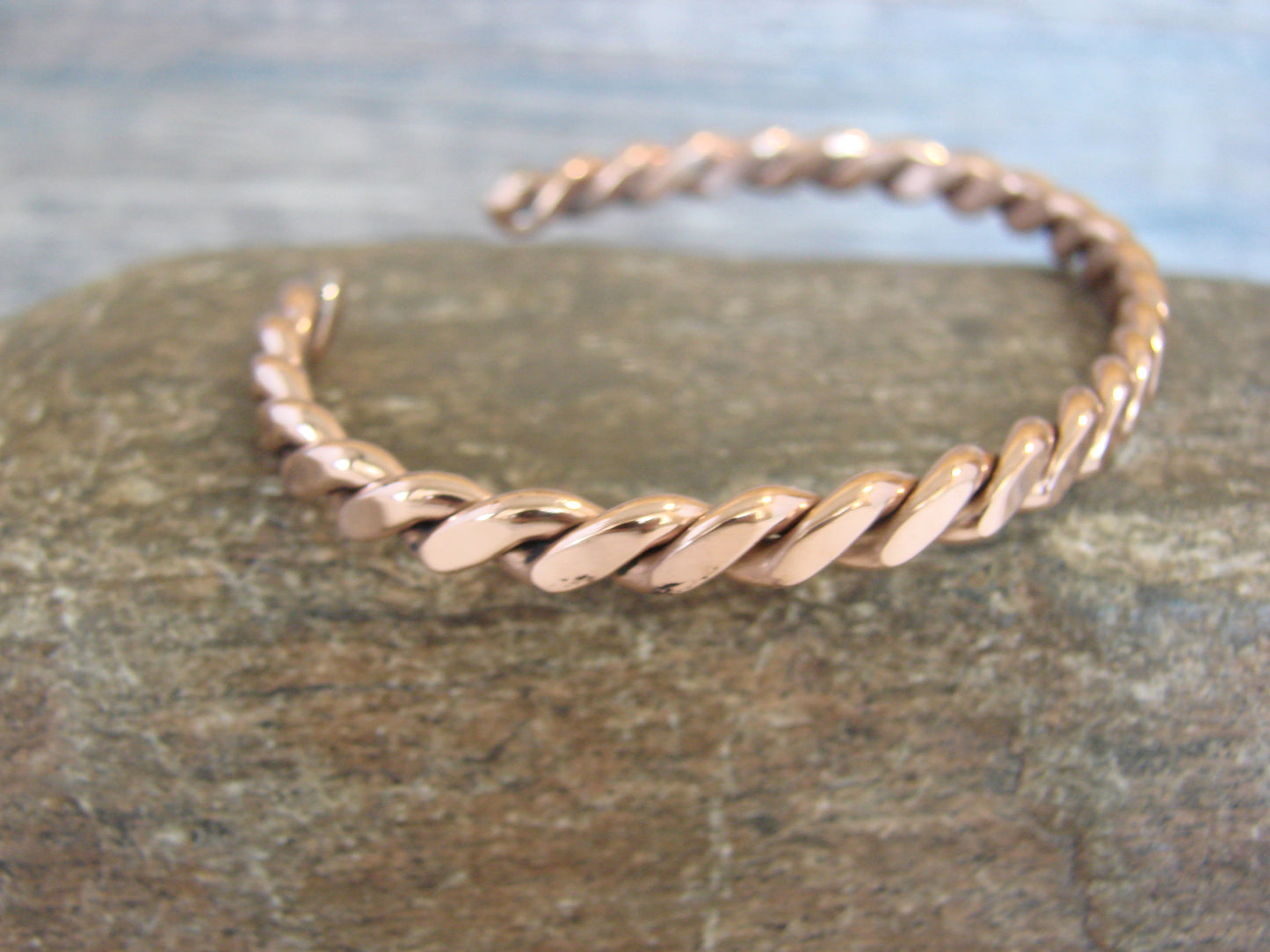 Native American Navajo Twisted Copper Bracelet by Tahe