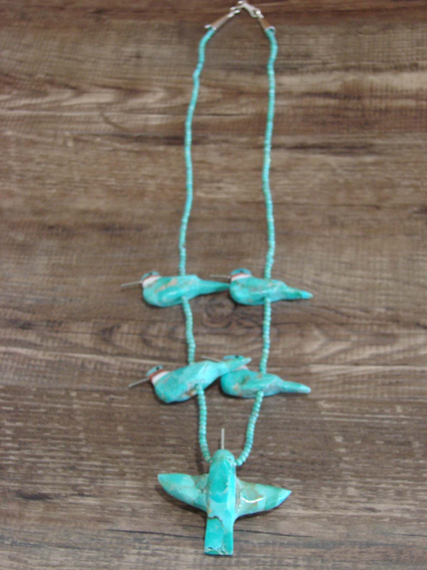 Hand Carved Turquoise Hummingbird Fetish Necklace Matt Mitchell