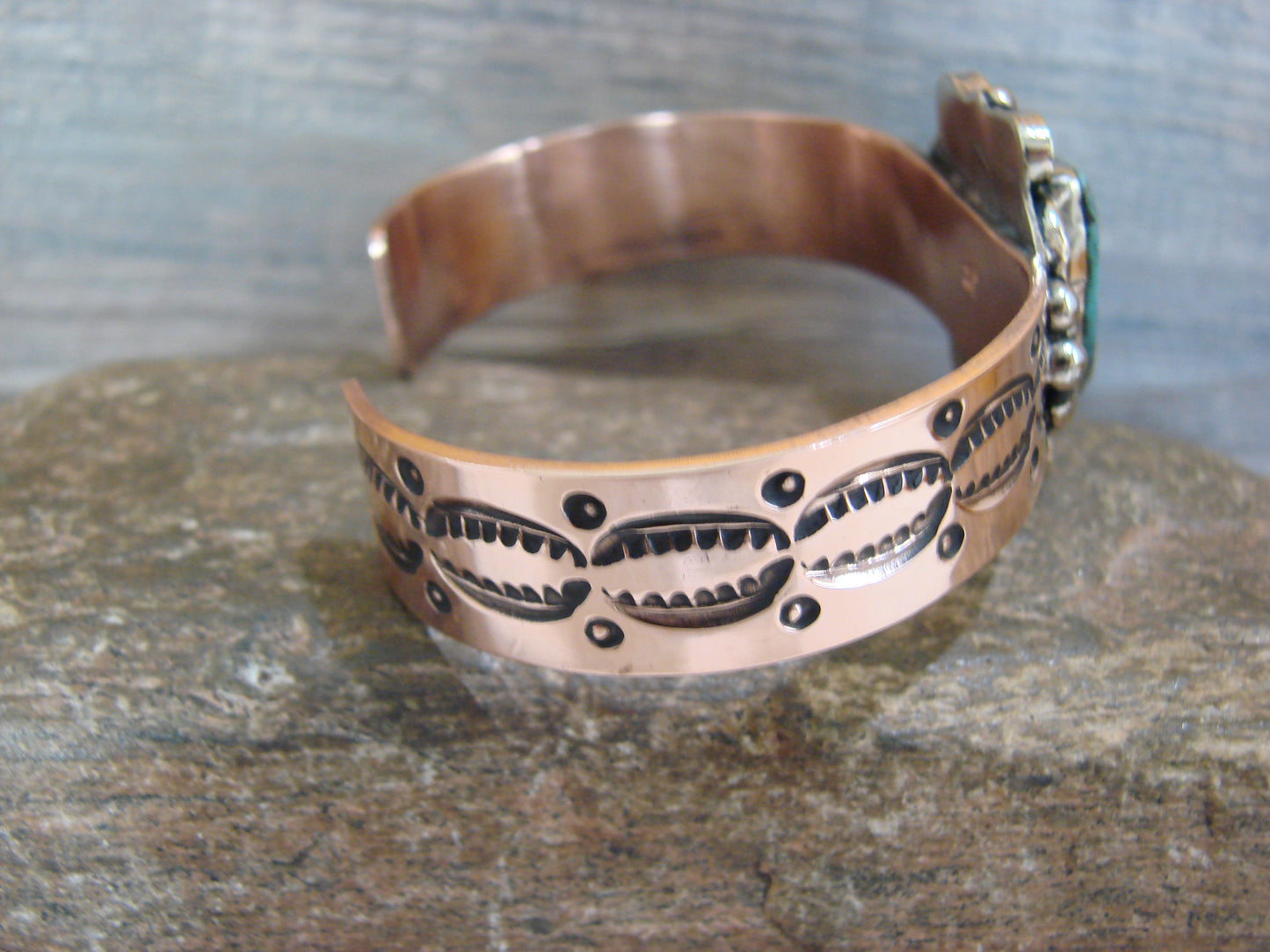 Native American Copper & Turquoise Bracelet by Cleveland