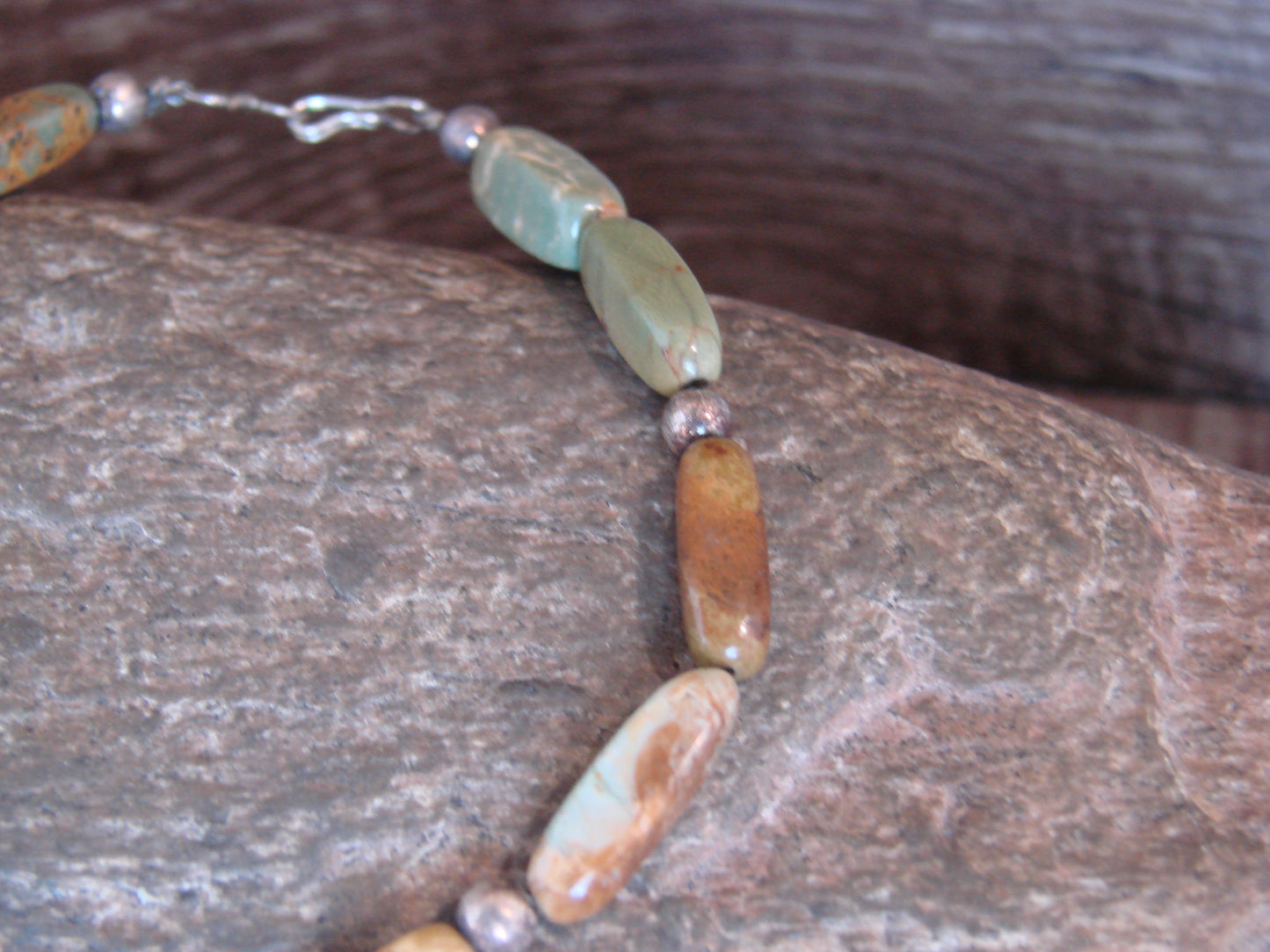 Native American Sterling Silver Green Turquoise Nugget Stone Bracelet by Coriz