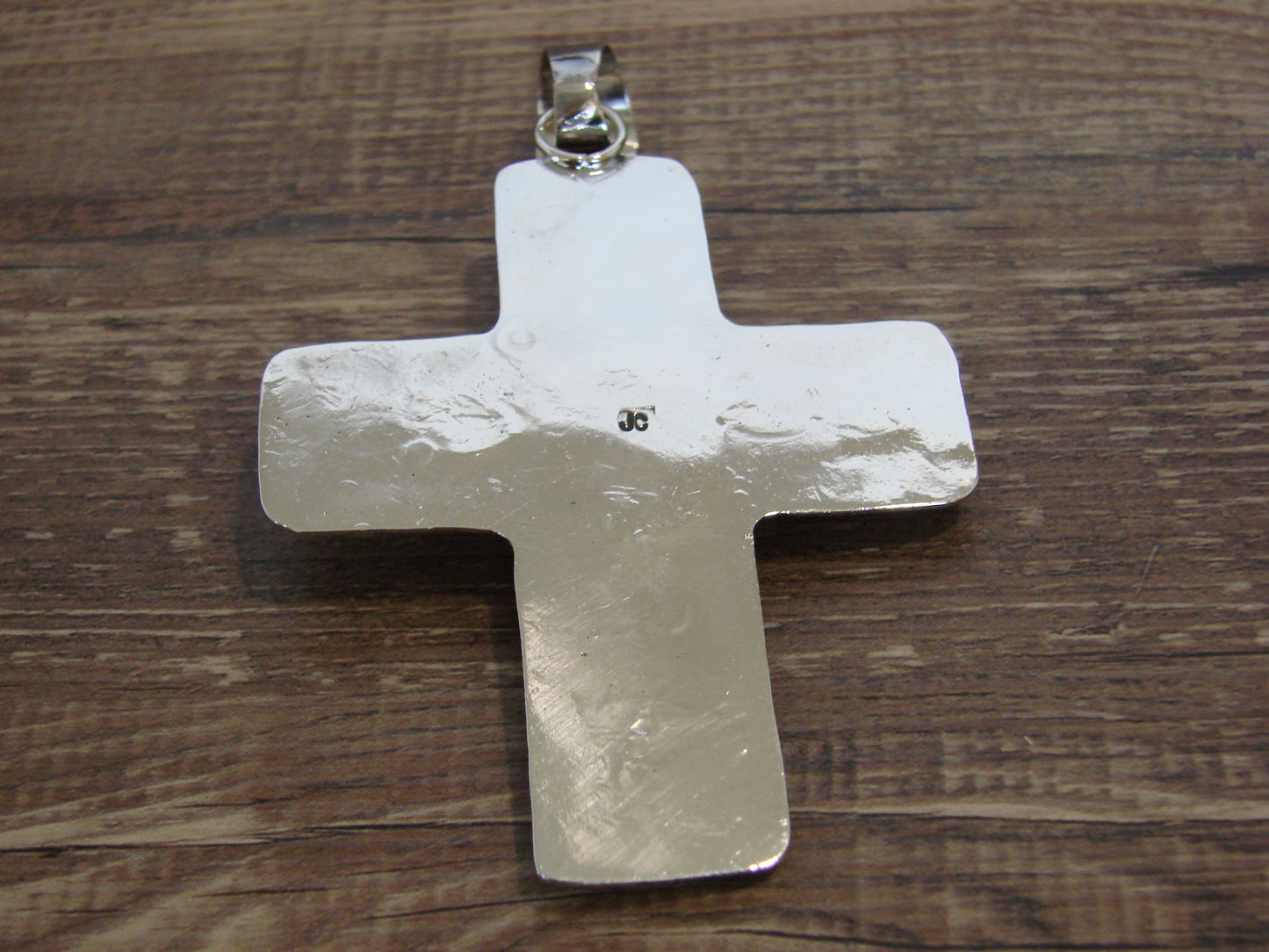 Large Native American Nickel Silver & Turquoise Cross Pendant - Cleveland