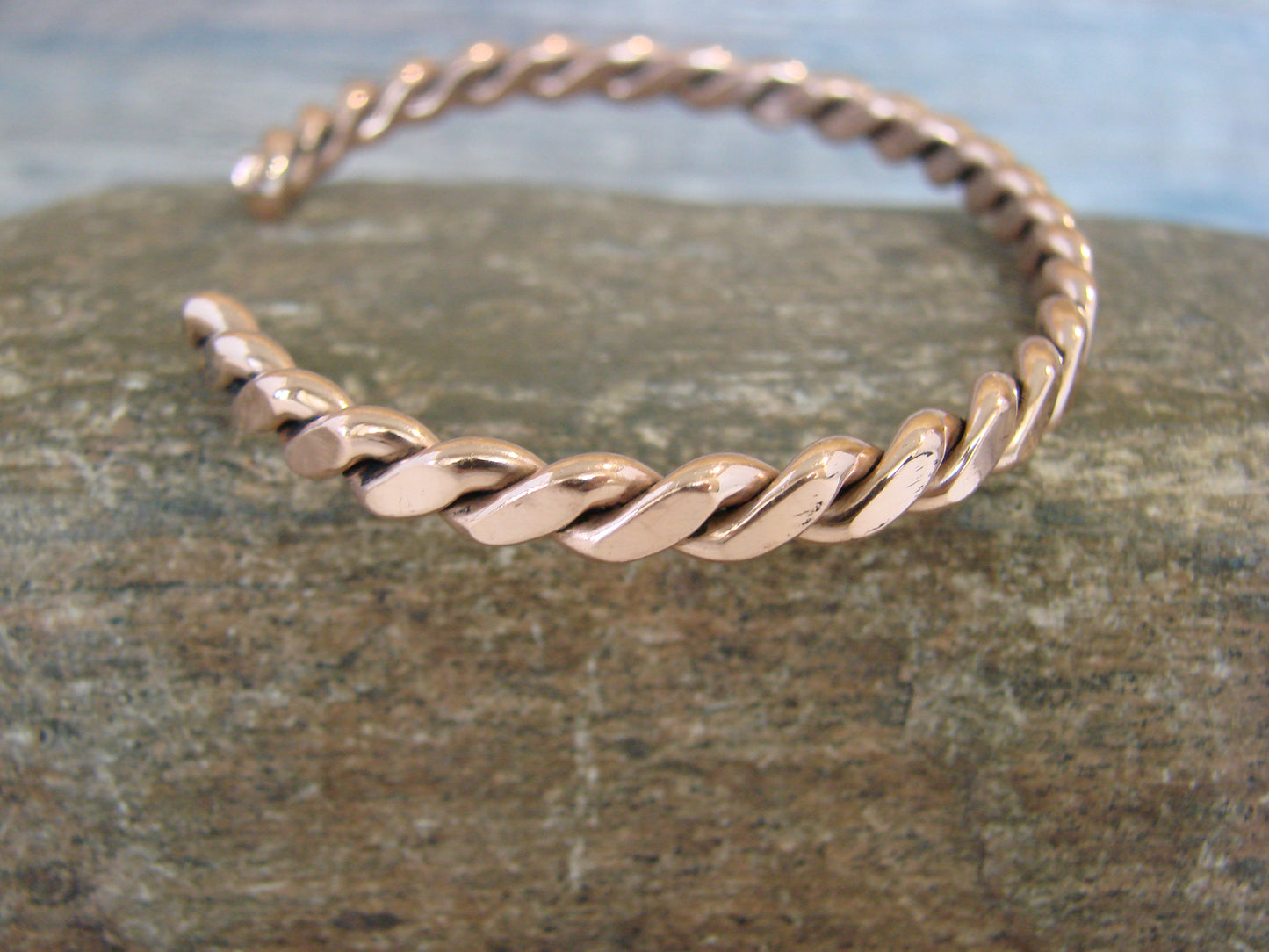 Native American Navajo Twisted Copper Bracelet by Tahe