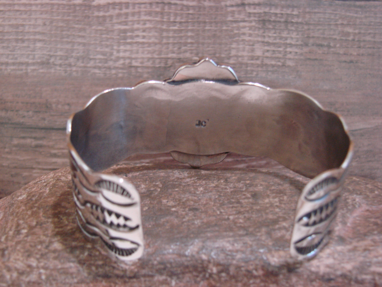 Native American Nickel Silver & Turquoise Bracelet by Cleveland