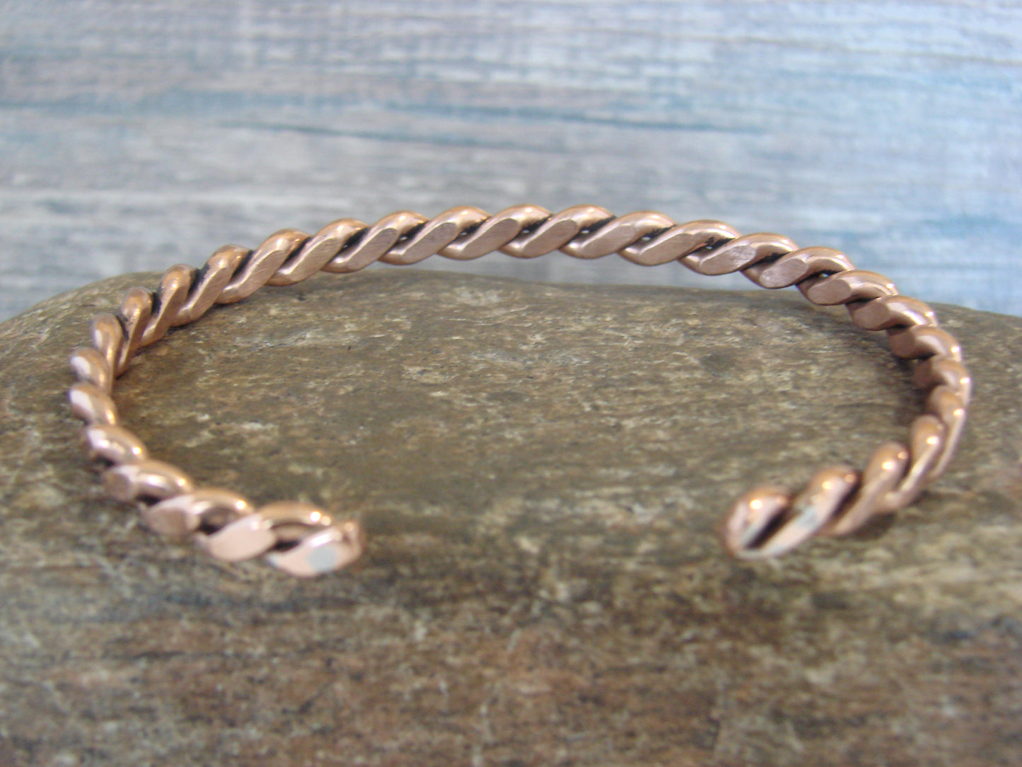 Native American Navajo Twisted Copper Bracelet by Tahe