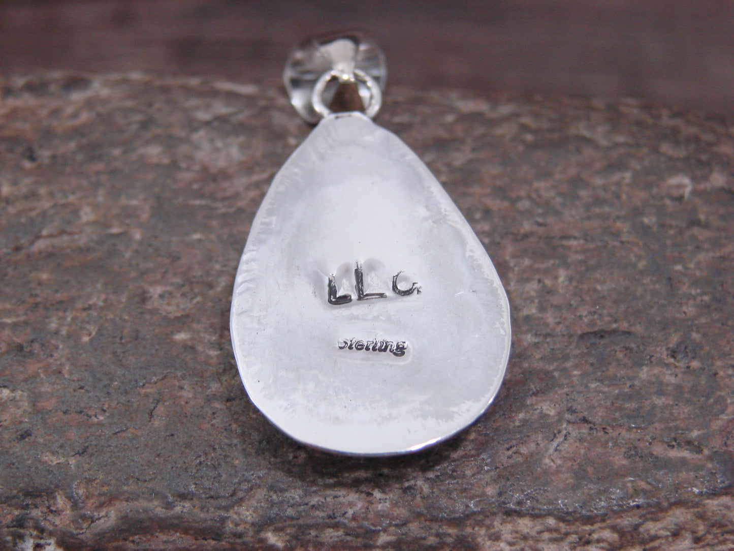 Native American Sterling Silver & Turquoise Inlay Pendant by Lamy