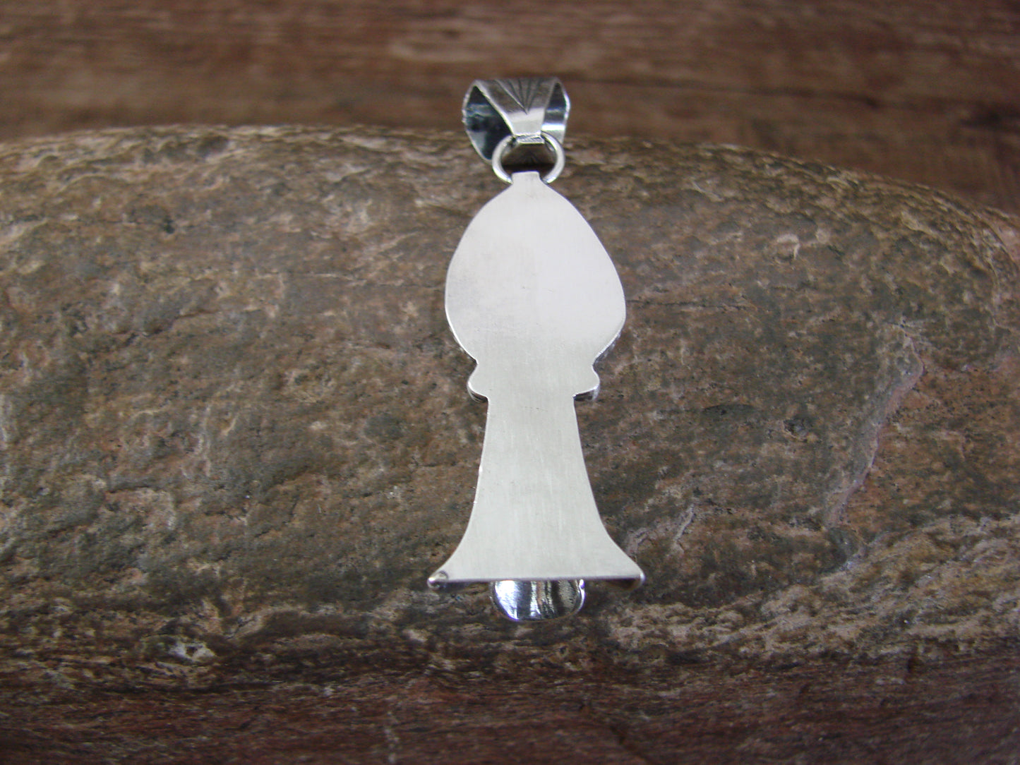 Native American Sterling Silver & Turquoise Squash Blossom Pendant by Betone