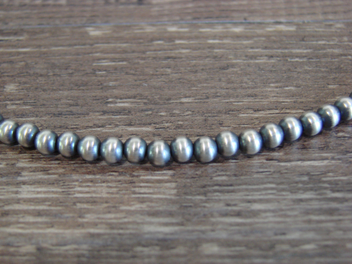Native American Sterling Silver 4mm Navajo Pearl 14" Necklace Mariano