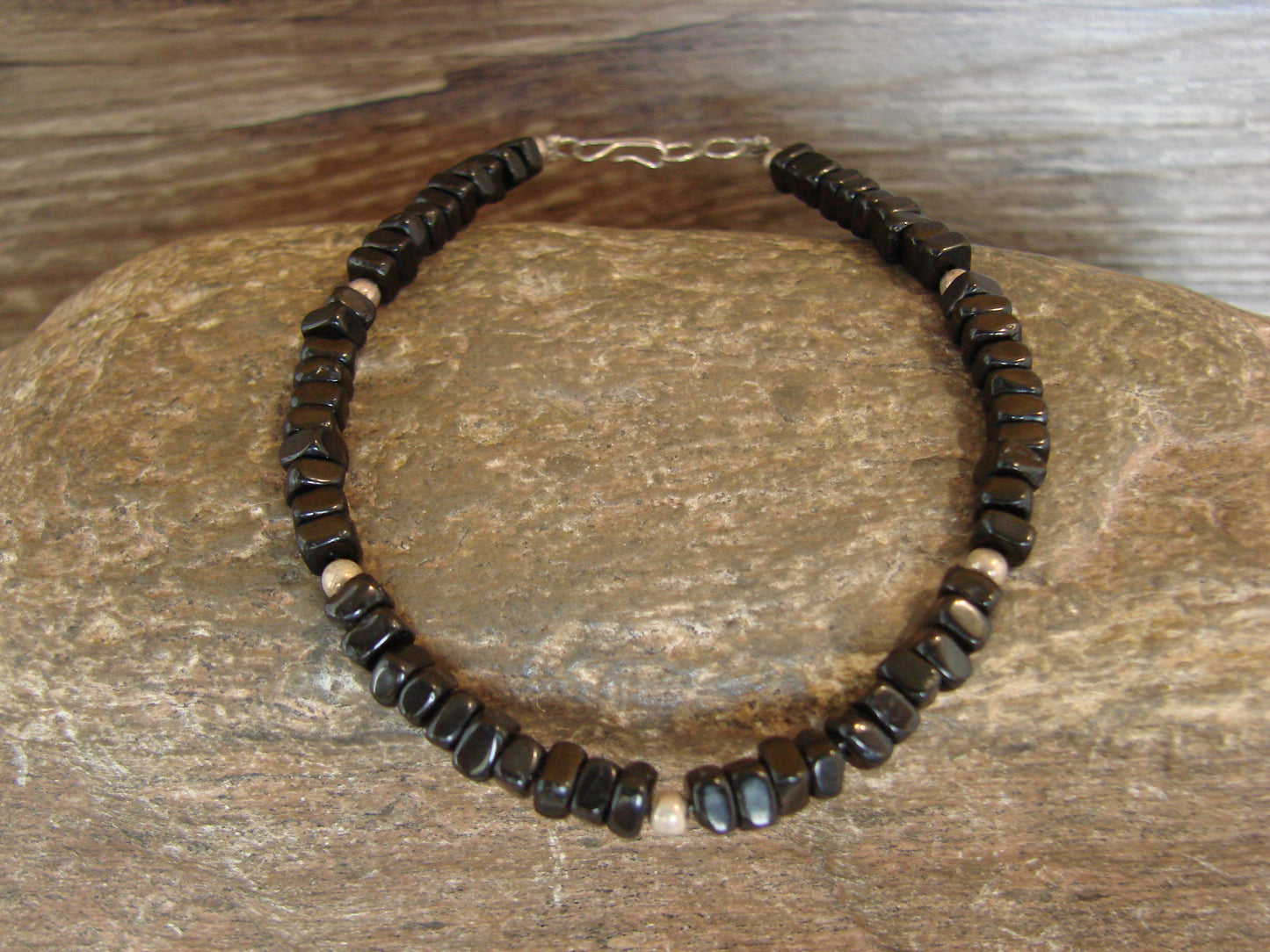 Native American Sterling Silver Onyx Stone Bracelet by Coriz