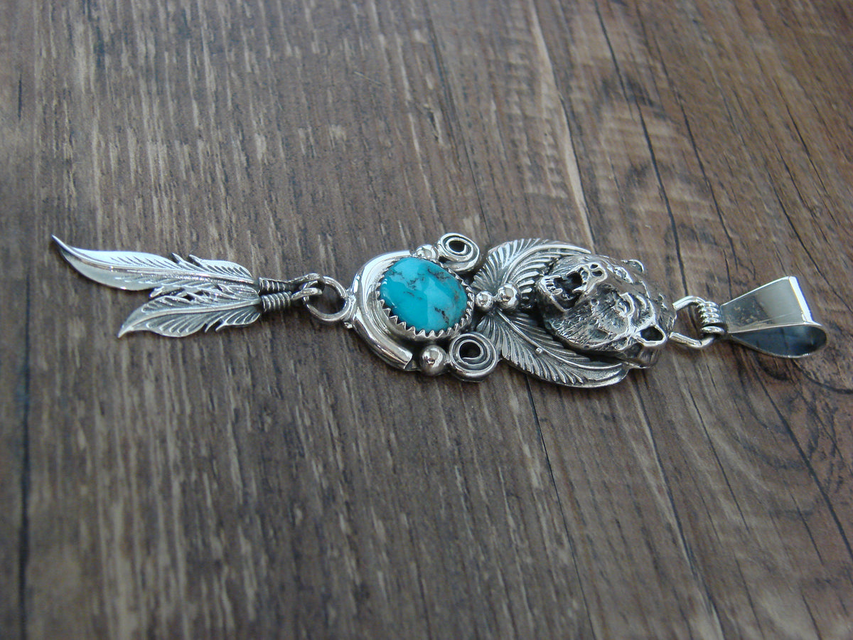 Native American Sterling Silver & Turquoise Bear Pendant - Morgan