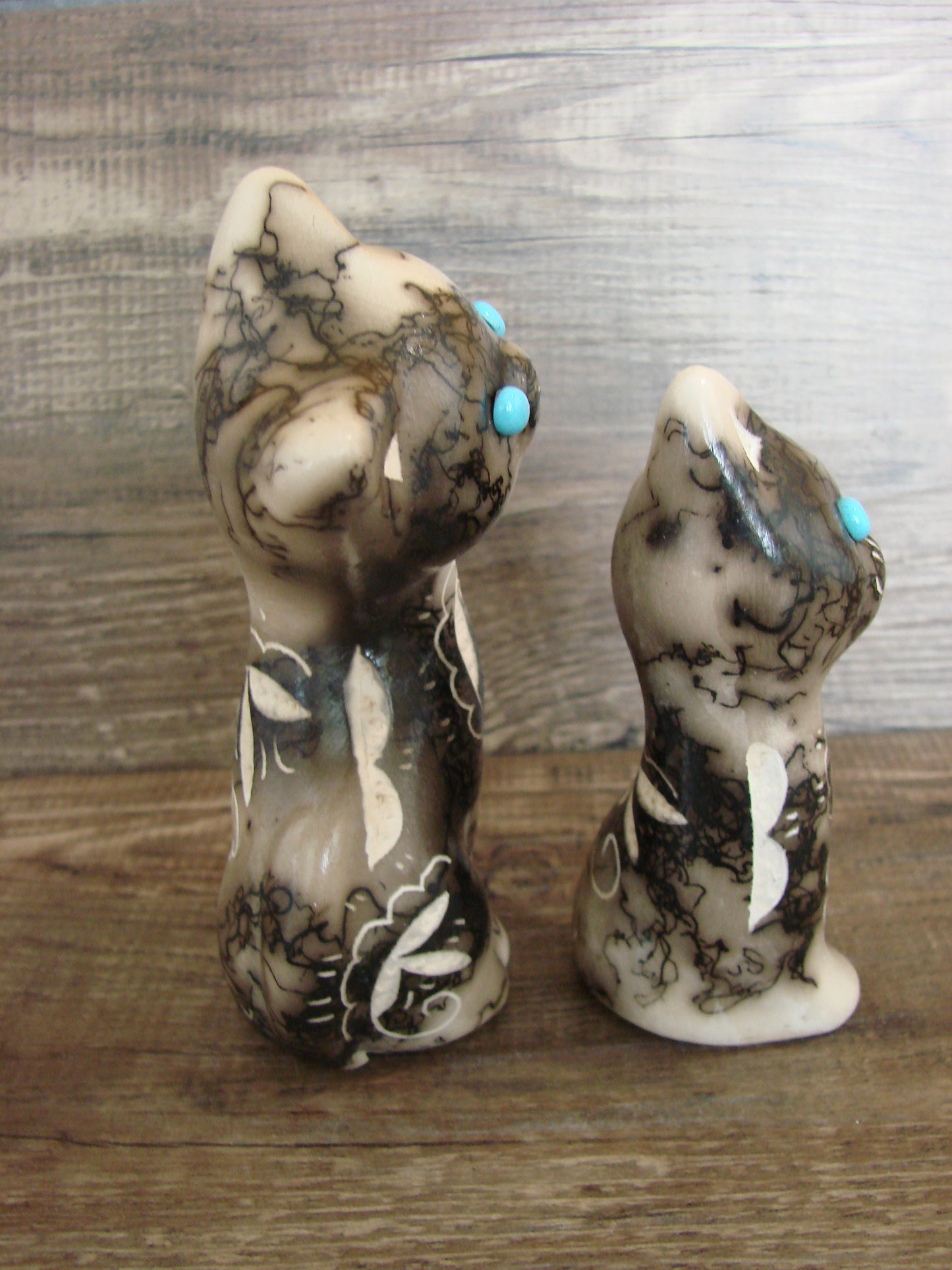 Native American Horse Hair Cat Pottery Set by Vail