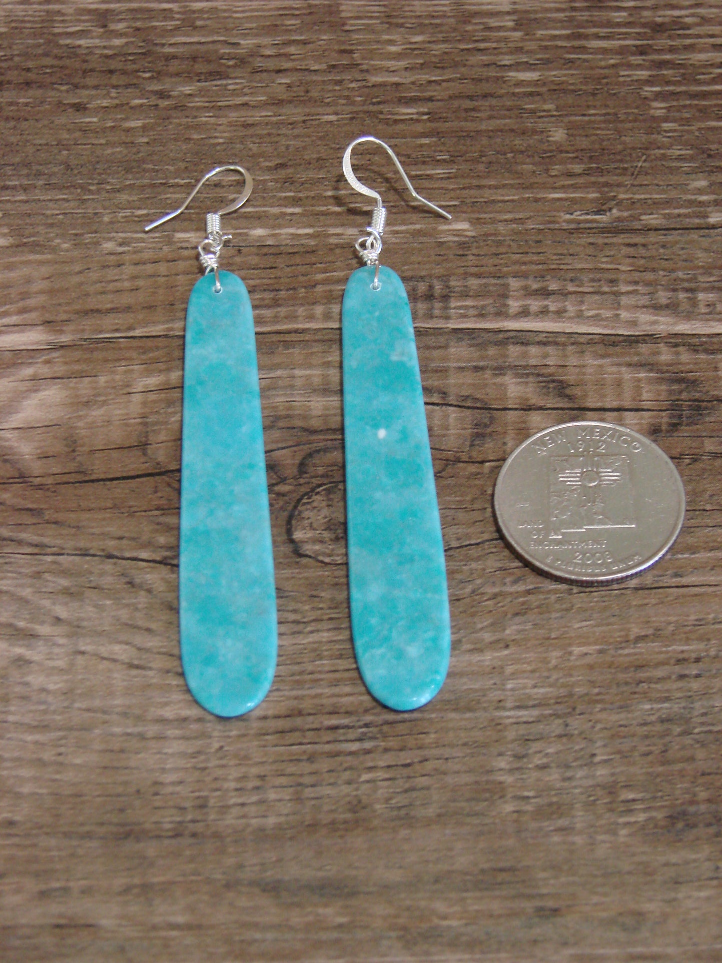 Native American Sterling Silver & Turquoise Slab Earrings - Garcia