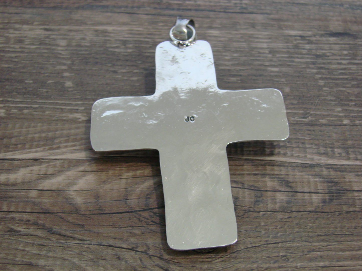 Large Native American Nickel Silver & Turquoise Cross Pendant - Cleveland