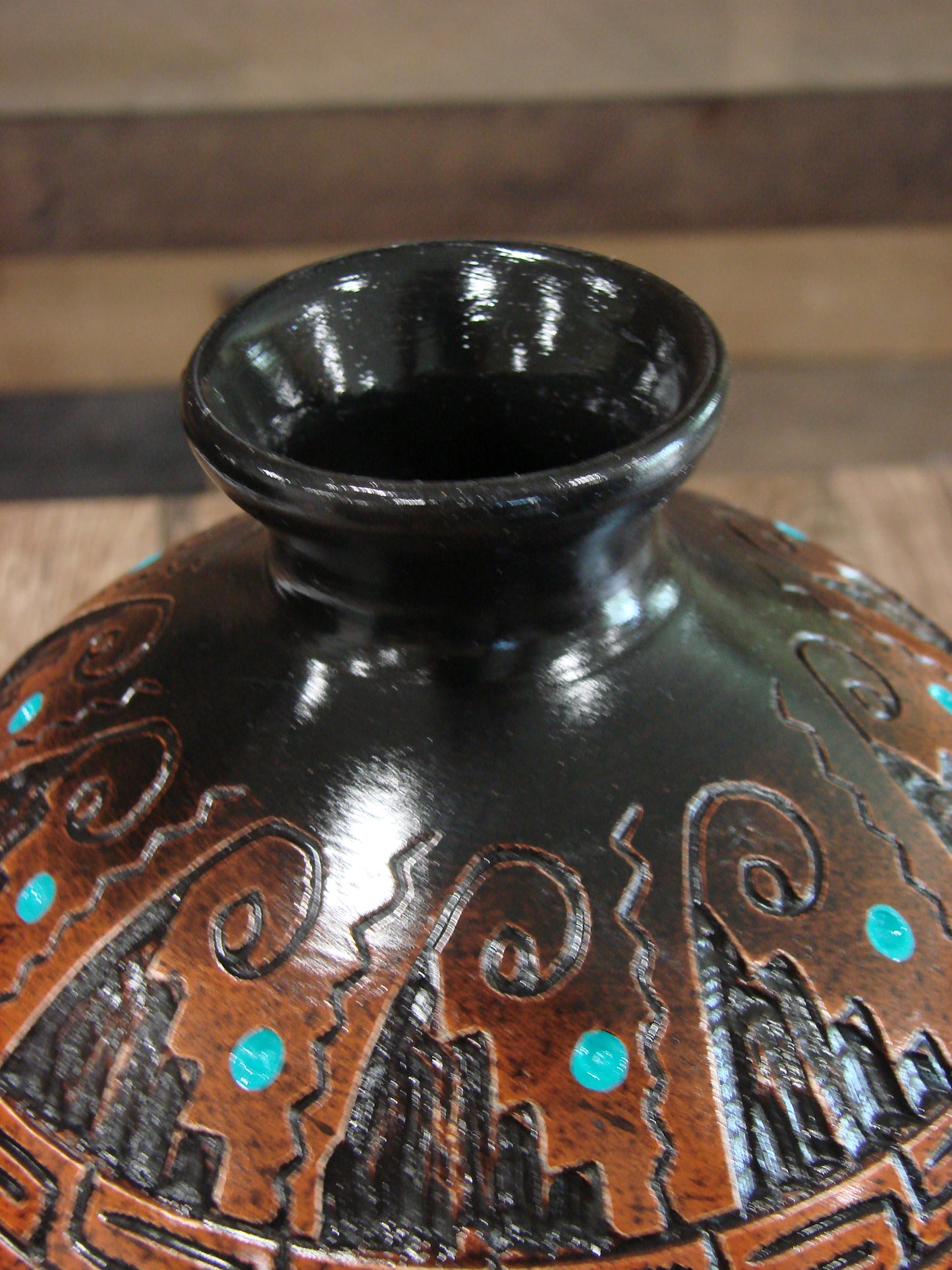 Native American Hand Etched Pottery Signed Dewayne Eskeets