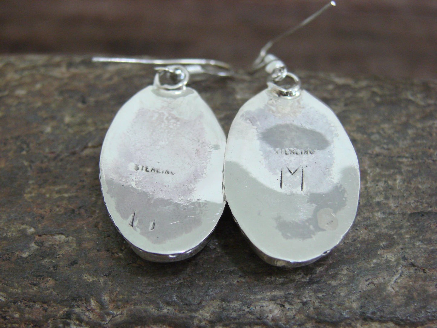 Native American Sterling Silver & White Buffalo Turquoise Dangle Earrings - Mariano