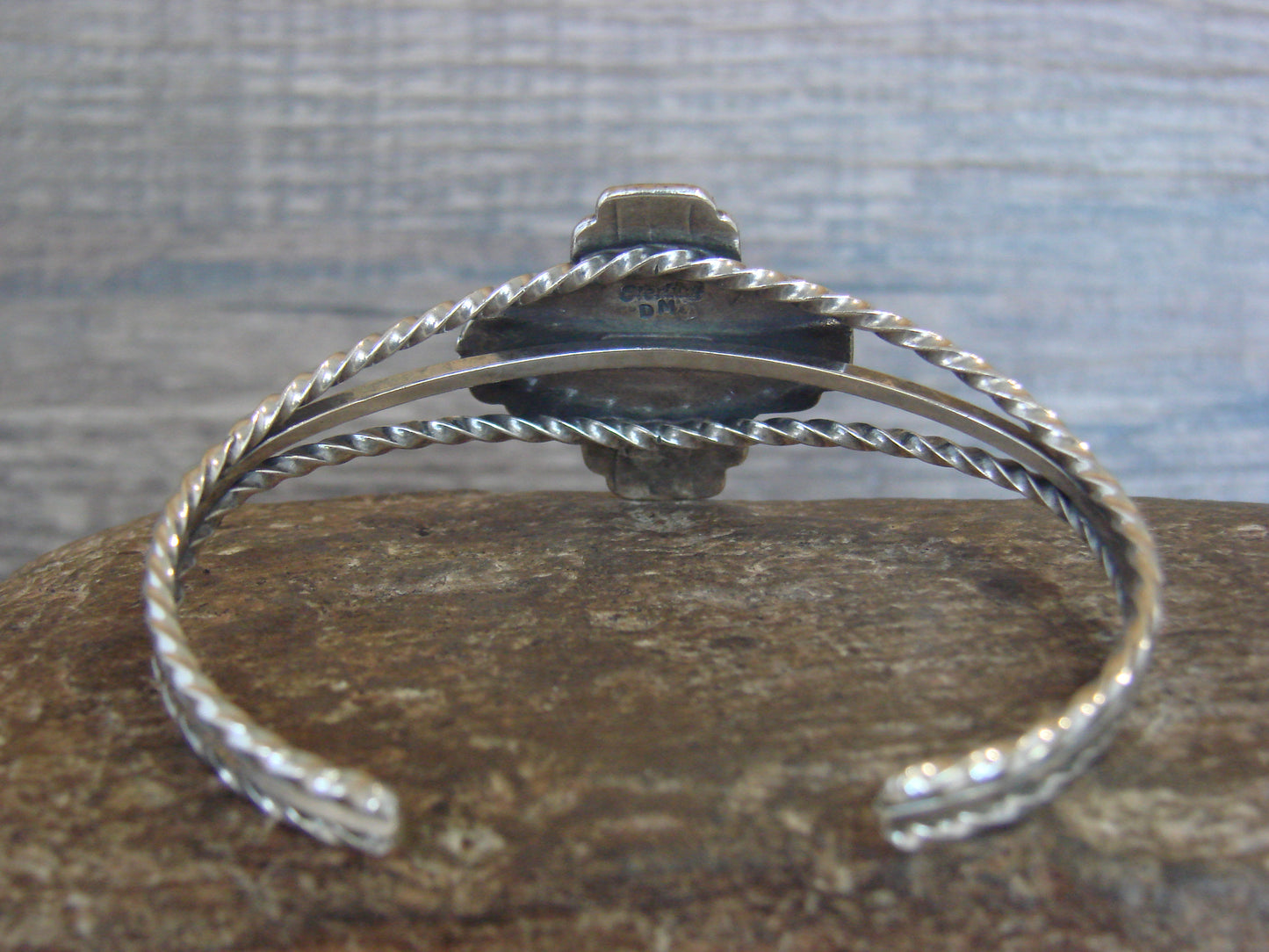 Native American Sterling Silver & Turquoise Zia Bracelet by Gordon