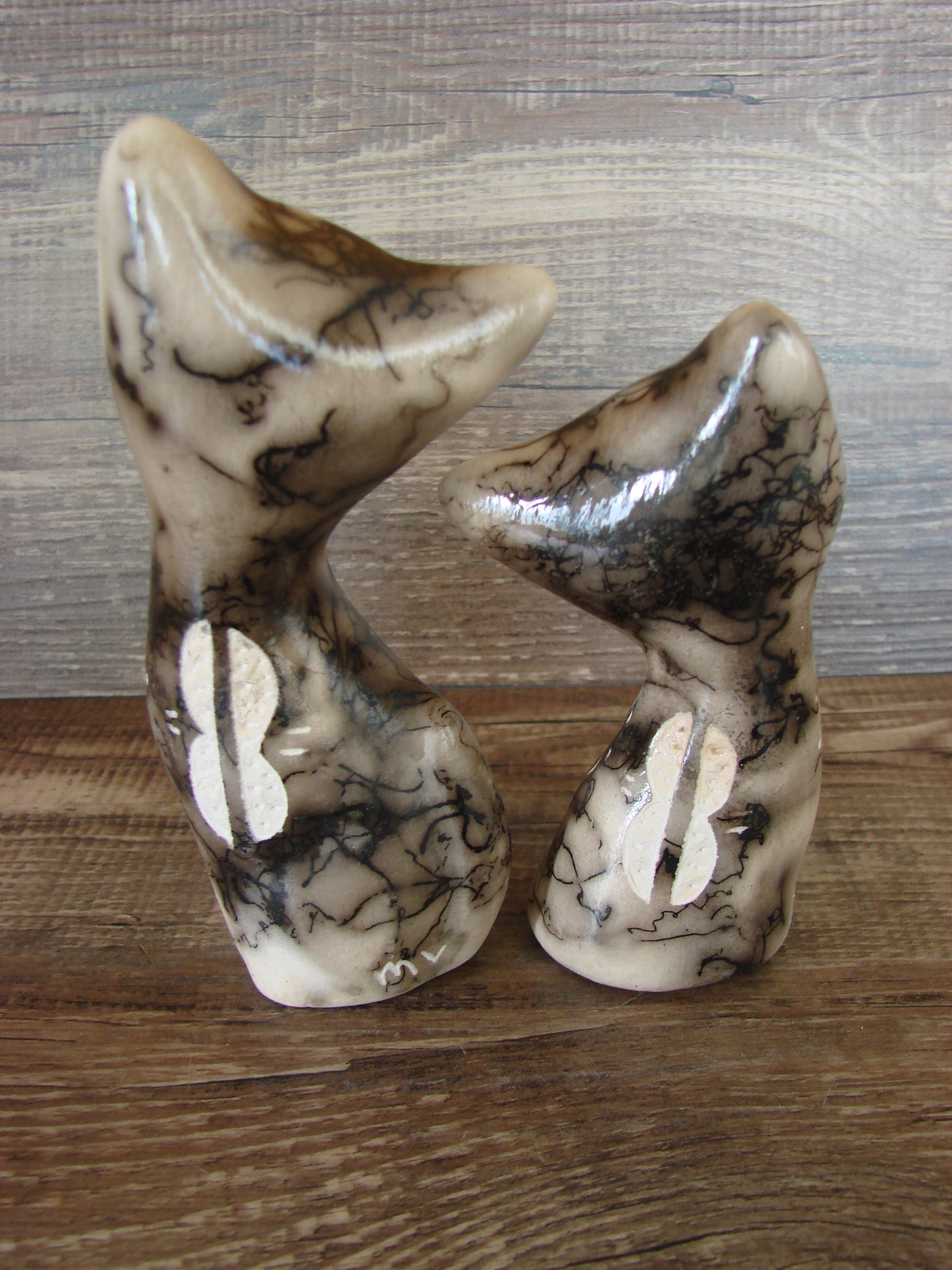 Native American Horse Hair Cat Pottery Set by Vail