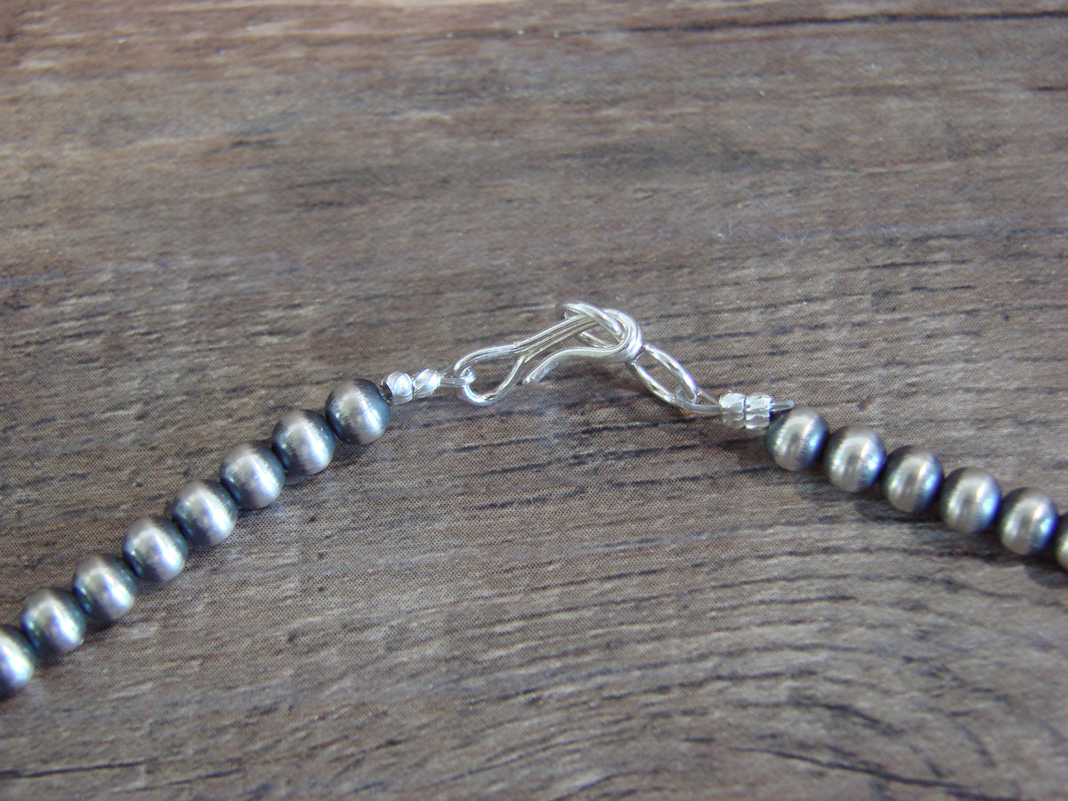 Native American Sterling Silver 4mm Navajo Pearl 14" Necklace Mariano