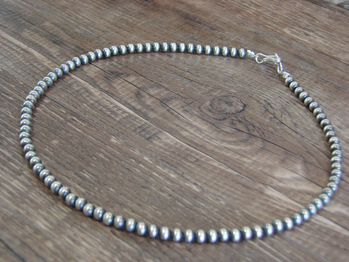 Native American Sterling Silver 4mm Navajo Pearl 14" Necklace Mariano