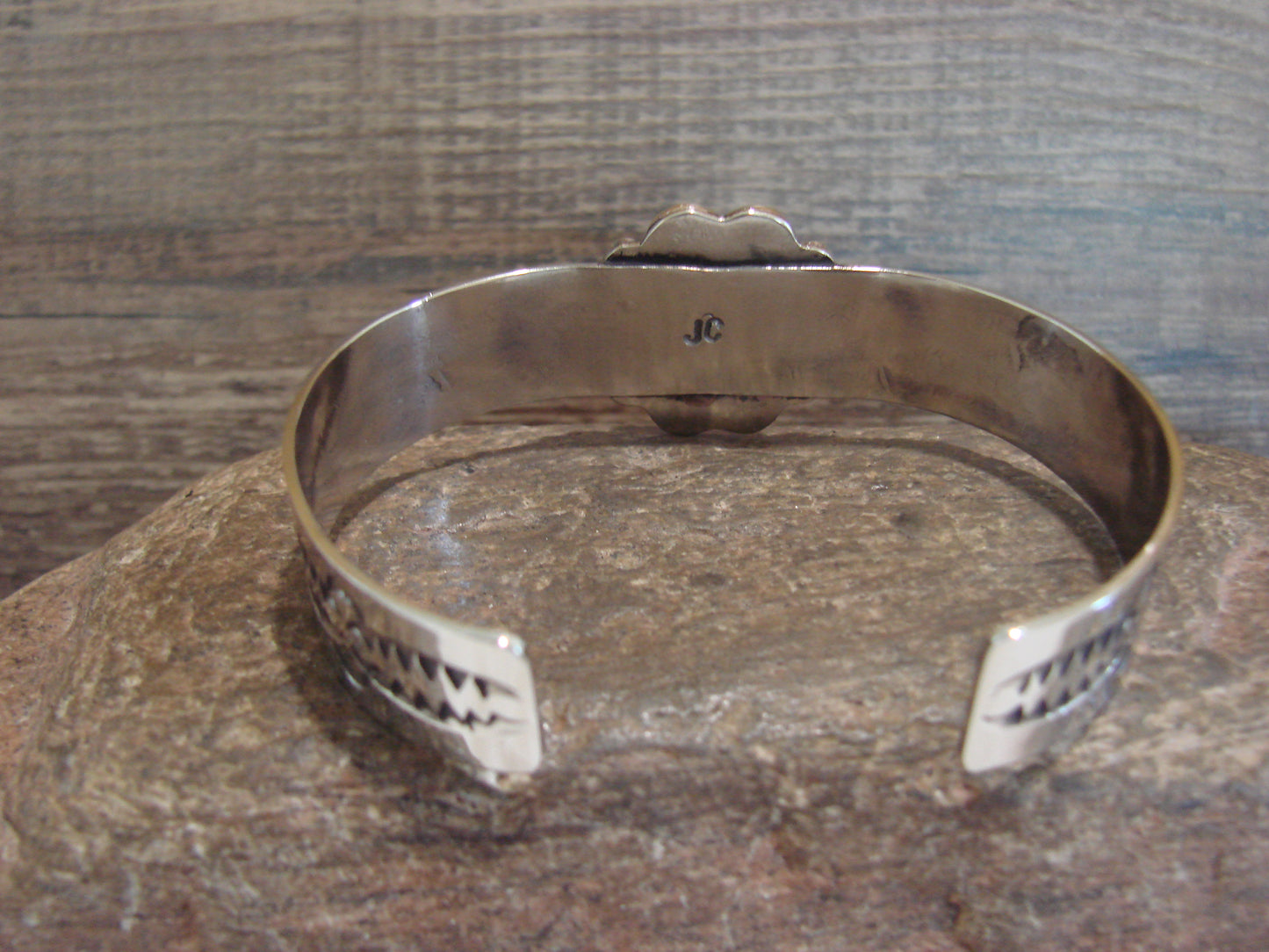 Navajo Indian Nickel Silver & Onyx Bracelet by Cleveland