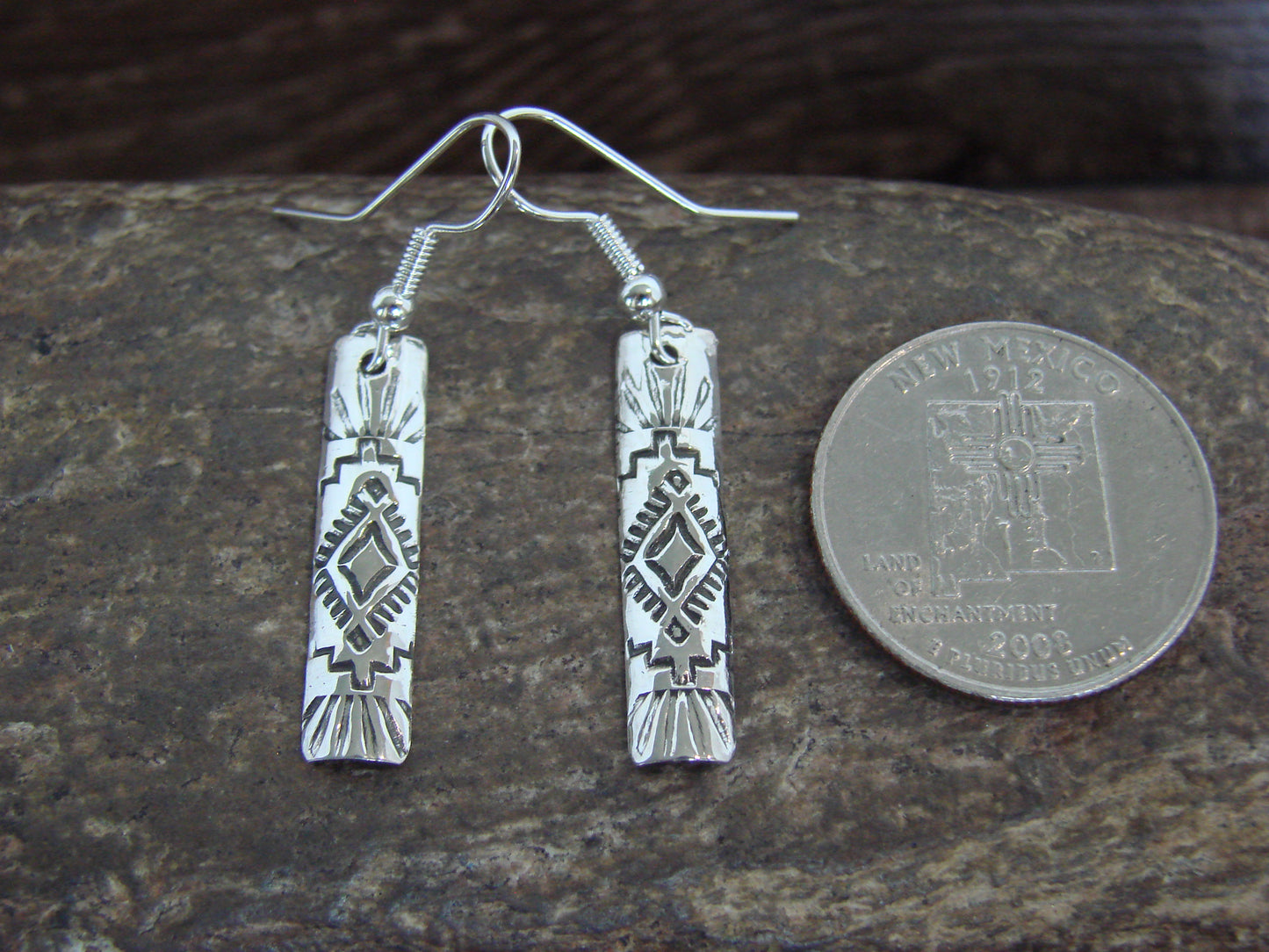 Native American Sterling Silver Dangle Earrings by Tahe