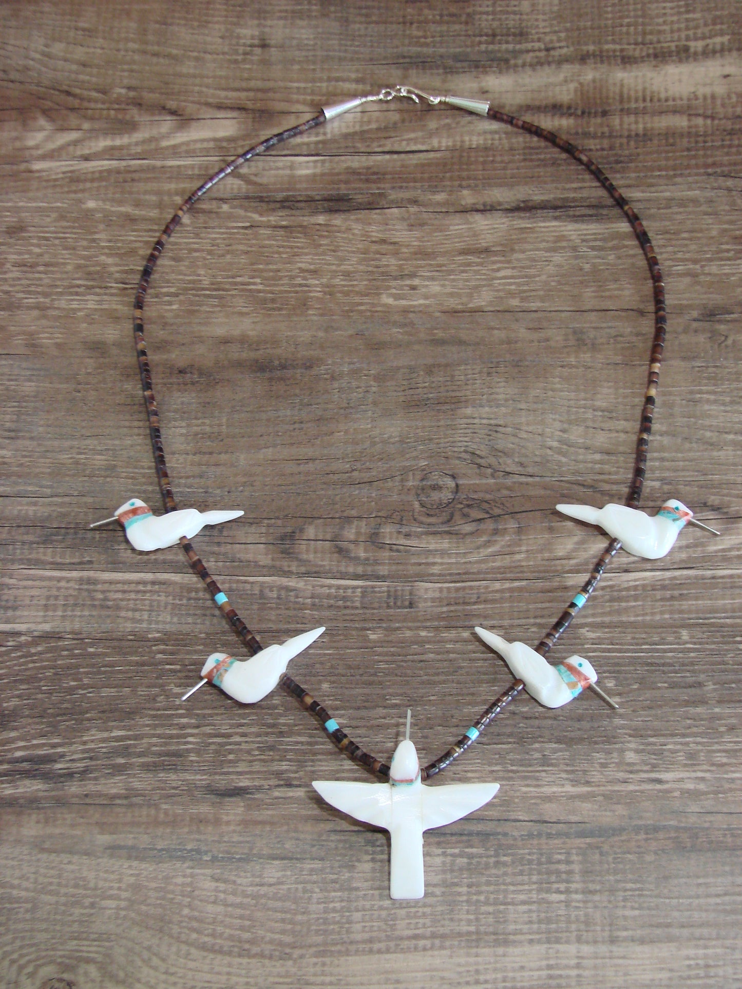 Hand Carved White Marble Hummingbird Fetish Necklace Matt Mitchell