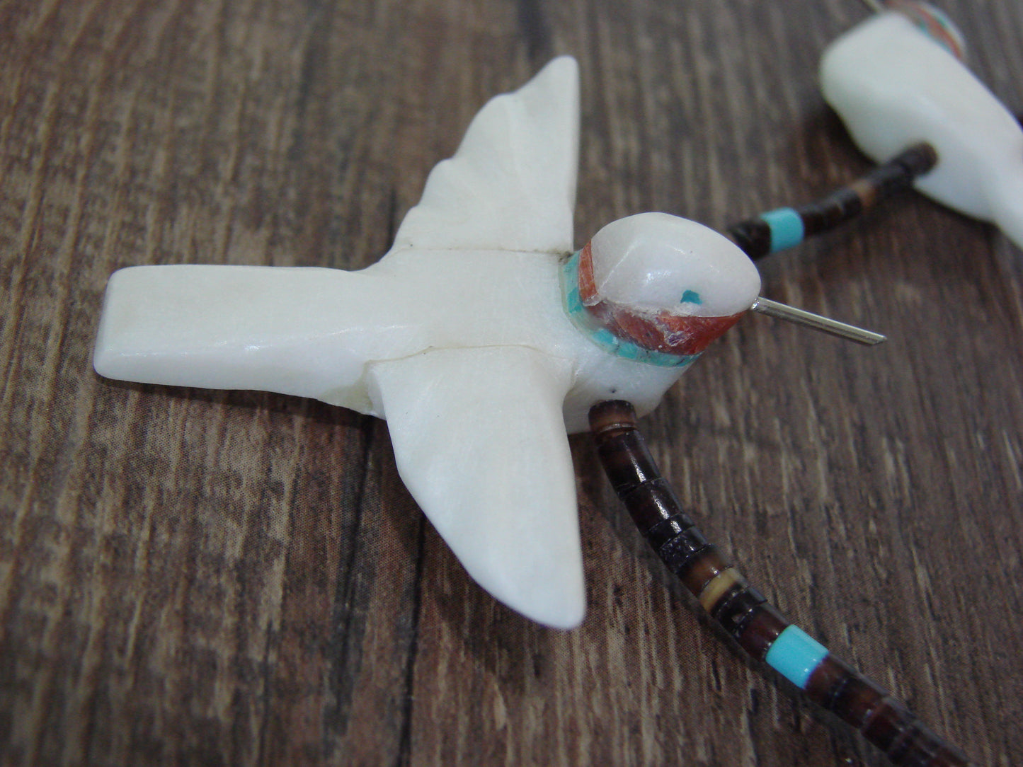 Hand Carved White Marble Hummingbird Fetish Necklace Matt Mitchell