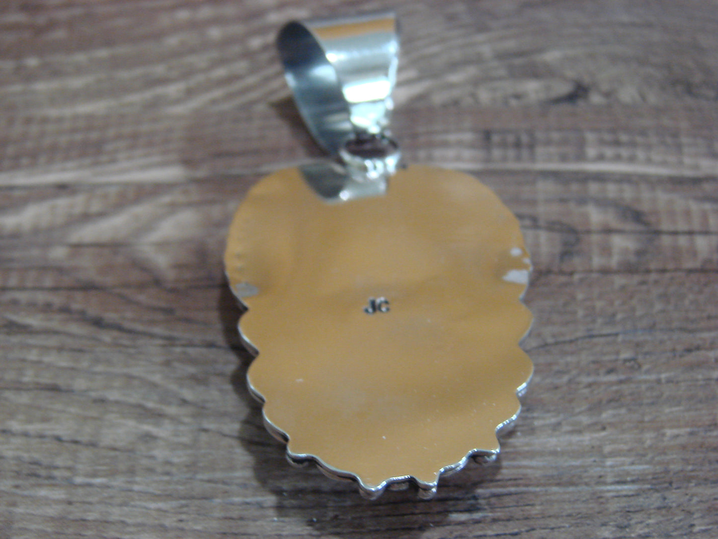 Large Navajo Indian Nickel Silver & Jasper Pendant by Cleveland