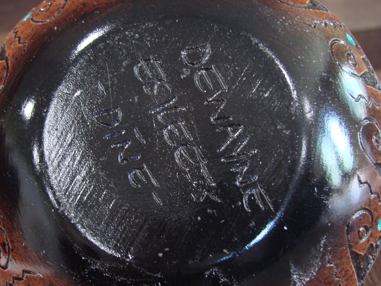 Native American Hand Etched Pottery Signed Dewayne Eskeets