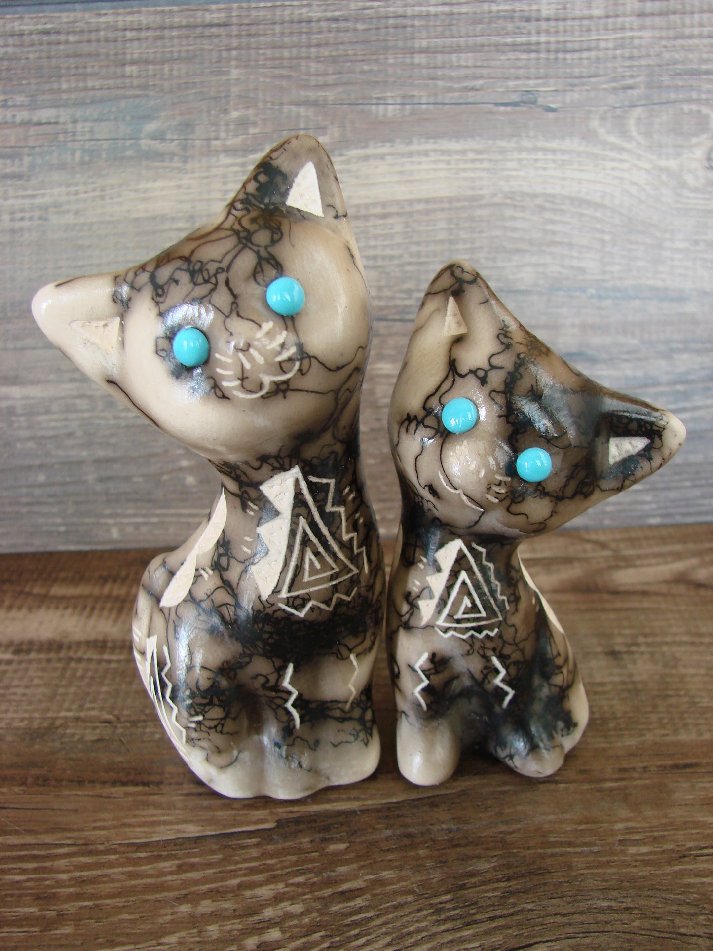 Native American Horse Hair Cat Pottery Set by Vail
